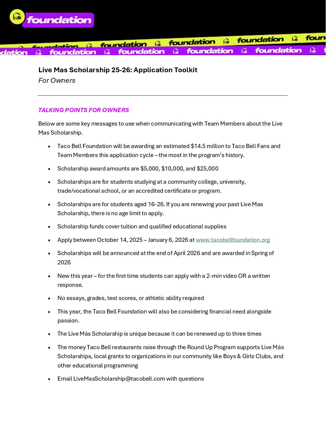 Lms 25 26 owners toolkit talking points for owners